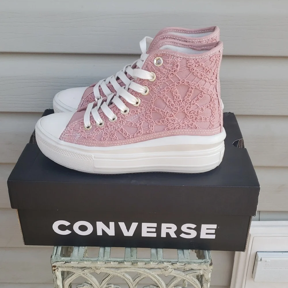 Converse Canvas CTAS Move Platform Daisy Cord Rust Pink Egret Sneakers Size 5.5
